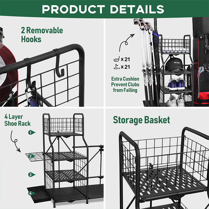 GolfCai | Foldable Dual Golf Bag Storage Organizer