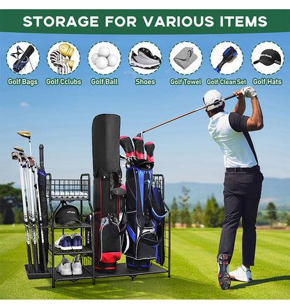 GolfCai | Foldable Dual Golf Bag Storage Organizer