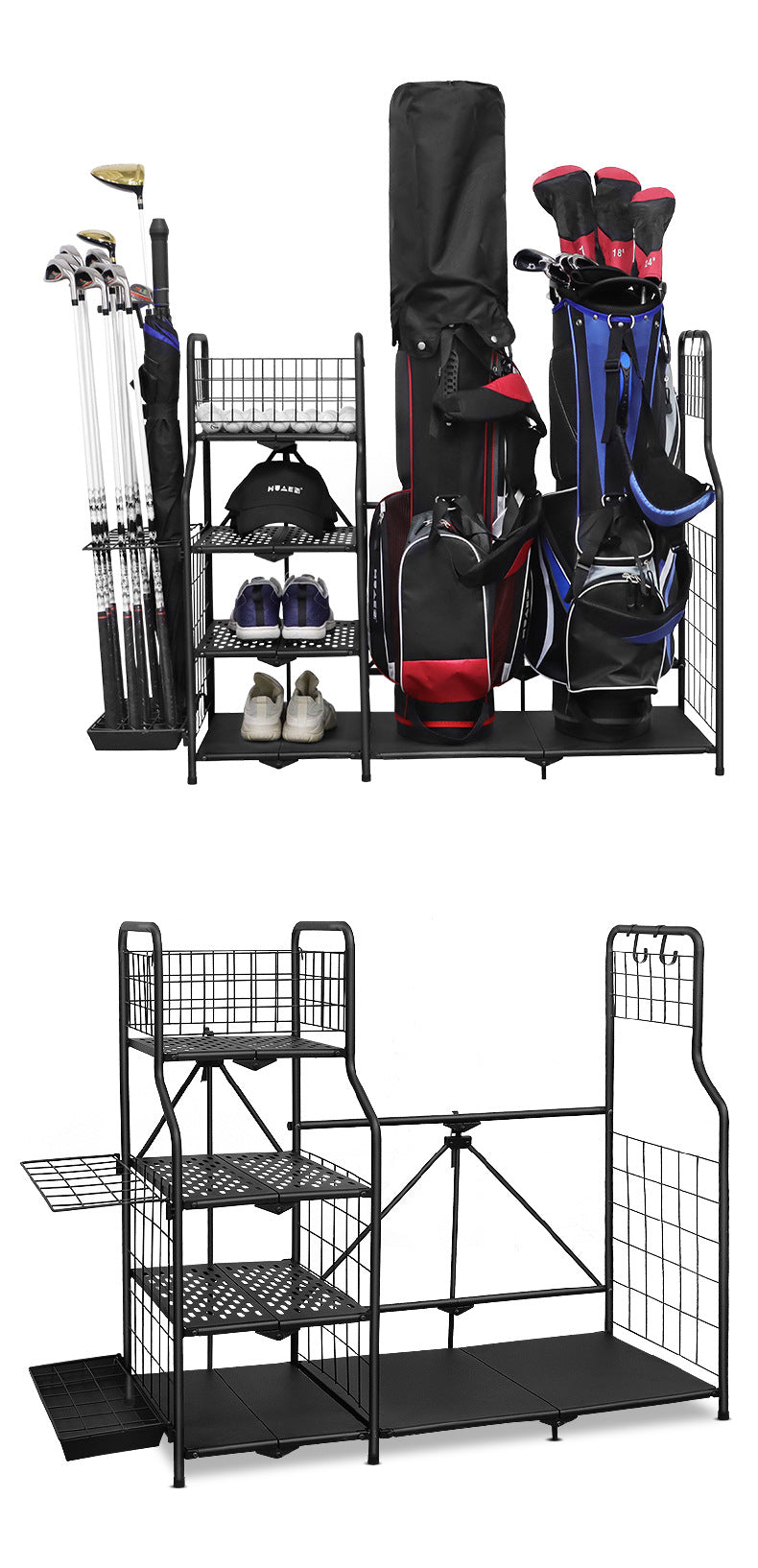 GolfCai | Foldable Dual Golf Bag Storage Organizer